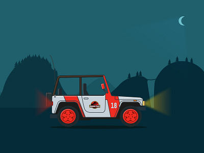 Jurassic Park Jeep dark illustration jeep jurassic jurassicpark movie