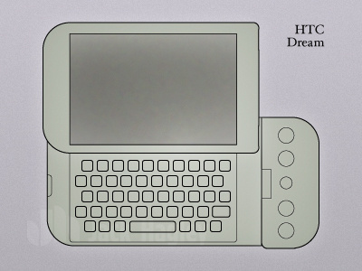 HTC Dream illustration mobile mobile first phone. technical illustration