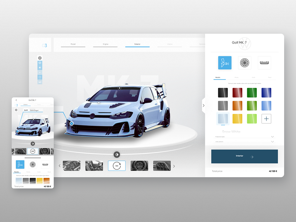 UCA car configurator concept ui by Lukáš CRYPTEX Mrázek on Dribbble