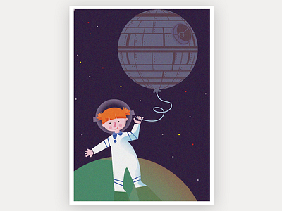 space adventure art character children girl illustration space vector