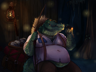 Lizardfolk character design dnd dungeons and dragons illustration