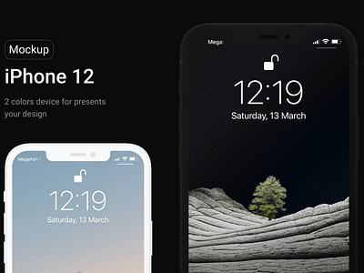 Apple iPhone 12 Black & White Mockups