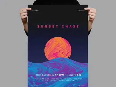 Sunset Chase Poster / Flyer aesthetic aesthetic vibes aestheticism aesthetics flyer flyer design flyer template holographic poster poster design poster template posters print print design print template retro retro vibes sunset tumblr vibes