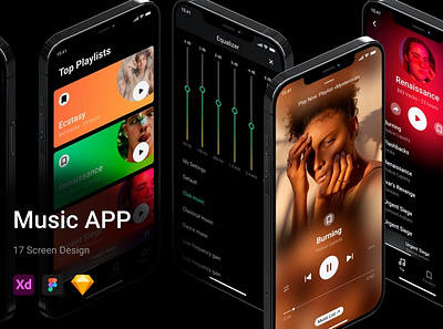 Amazing Music App UI Kit amazing app app design app ui app ui kit apparel apple application clean design modern music music app ui ui ux ui design ui kit ui kit design ui kits uiux