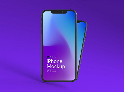 Iphone and MacBook Promo Mockups blue chic cold gradient holographic iphone iphone mockup iphone mockups macbook minimal multiple online presentation purple realistic simple store web promo web store website