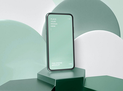 Mobile Phone On Pedestal Mockup abstract clean creative delightful device glossy graceful laptop laptop mockup light minimalist mockup modern phone phone mockup realistic shiny simple smartphone ui