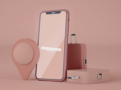 Smartphone with Travel Items Mockup