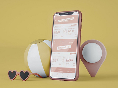 Smartphone with Travel Items Mockup