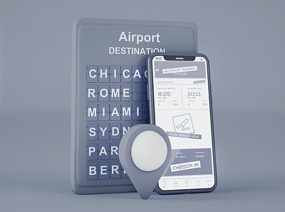 Smartphone with Airport Board Mockup abstract clean device display laptop mac macbook mockup phone phone mockup presentation realistic simple smartphone theme ui ux web webpage website