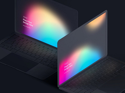 Isometric MacBook Clay Mockup