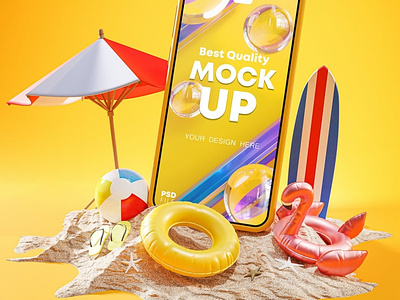 Summer Holiday Phone Mockup and Poster 3D