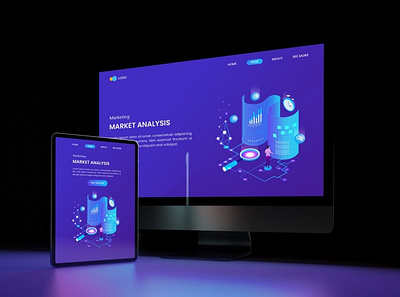 Responsive Display Screens Mockup abstract clean device display laptop mac macbook neon phone phone mockup presentation realistic simple smartphone theme ui ux web webpage website