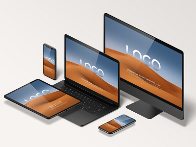 Isometric Responsive Screen Device - Mockup abstract clean device display laptop mac macbook mockup phone phone mockup presentation realistic simple smartphone theme ui ux web webpage website