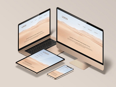 Isometric Responsive Screen Device - Mockup Vol.2 abstract clean design device display laptop mac macbook mockup phone phone mockup presentation realistic smartphone theme ui ux web webpage website