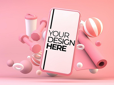 Mobile Vertical Pink Gym Mockup 3d abstract clean device display laptop mac macbook mockup phone phone mockup presentation realistic simple smartphone theme ui ux web website