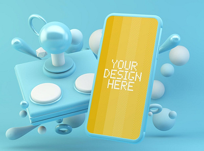 Mobile Blue Joystick Mockup 3d abstract clean device display laptop mac macbook mockup phone phone mockup presentation realistic simple smartphone theme ui ux web website