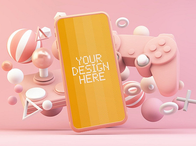 Mobile Pink Videogame Mockup abstract clean device display laptop mac macbook mockup phone phone mockup presentation realistic simple smartphone theme ui ux web webpage website