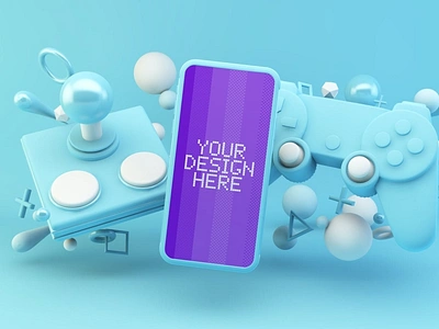 Mobile Blue Videogame Mockup abstract clean device display laptop mac macbook mockup phone phone mockup presentation realistic simple smartphone theme ui ux web webpage website