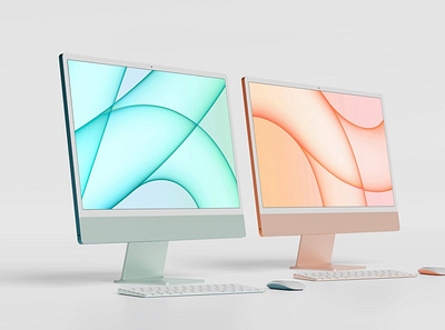 iMac Device Mockup abstract clean device display imac laptop mac macbook mockup phone phone mockup presentation realistic simple smartphone theme ui ux web website