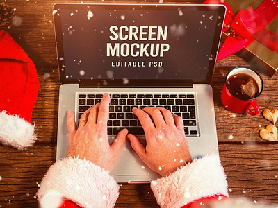 Santa Claus Laptop Mockup Set