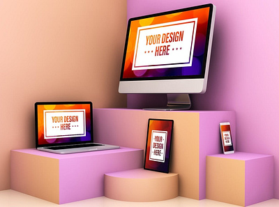 Responsive Devices Mockup abstract clean design device display laptop mac mockup phone phone mockup presentation realistic responsive simple smartphone ui ux web webpage website