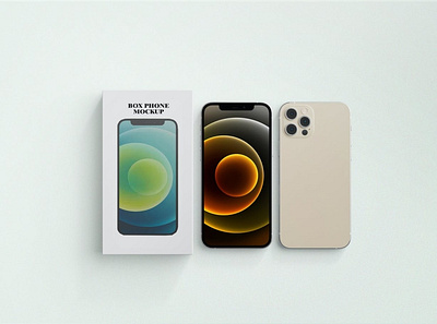 iPhone 13 with Box Mockups abstract box clean device display iphone iphone 12 iphone 13 iphone box mockup phone phone mockup presentation realistic simple smartphone theme ui ux web