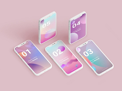 Minimal iPhone Clay Mockups 3d abstract clay clean design device display iphone isolated mobile mockup modern phone realistic responsive screen smart smartphone template ui