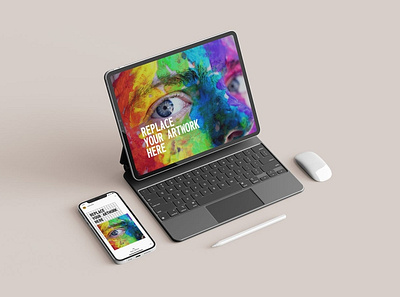 iPad & iPhone Pro Mockups abstract clean device display ipad laptop mac macbook mockup phone phone mockup presentation realistic simple smartphone theme ui ux web webpage