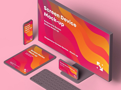 Responsive Screen Device Mockup abstract clean design device display laptop mac macbook mockup phone phone mockup realistic responsive screen simple smartphone ui ux web website