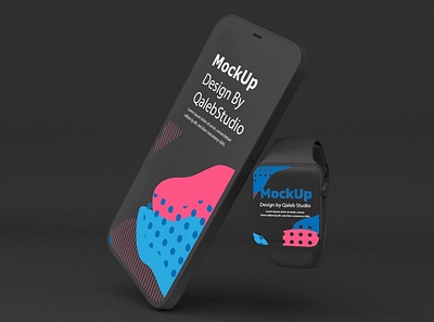 Dark iPhone & Apple Watch Mockup abstract apple apple watch clean dark dark iphone device display iphone mockup phone phone mockup presentation realistic simple smartphone theme ui ux watch