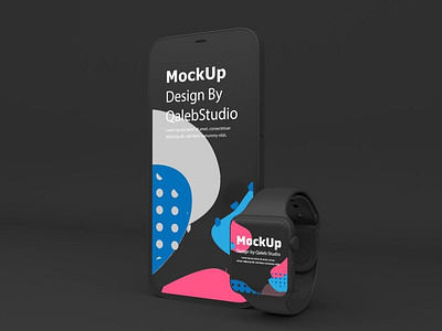 Dark iPhone & Apple Watch Mockup