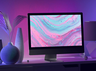 Color iMac Mockups abstract clean color computer desktop device display imac laptop mac macbook mockup onlineshop onlinstore presentation realistic simple theme ui violet