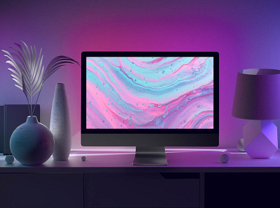 Color iMac Mockups abstract clean color computer desktop device display imac laptop mac macbook mockup onlineshop onlinstore presentation realistic simple theme ui violet