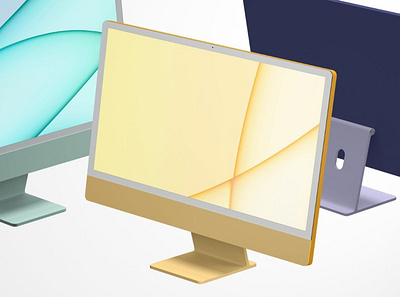 (FREE) New iMac 24” Mockup abstract clean design device display free free download imac imac mockup laptop mac macbook mockup presentation realistic simple theme ui web website