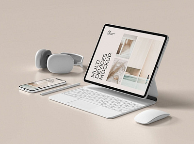 Multi Device Mockup abstract clean design device devices display laptop mac macbook mockup multi device phone phone mockup presentation realistic simple smartphone ui ux website