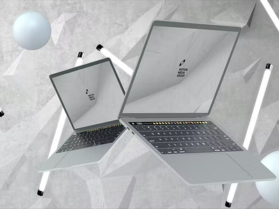 Light Laptop Mockups 3d abstract clean delightful design device display glossy laptop laptop mockup laptop mockups light mac macbook mockup presentation realistic simple stylish ui