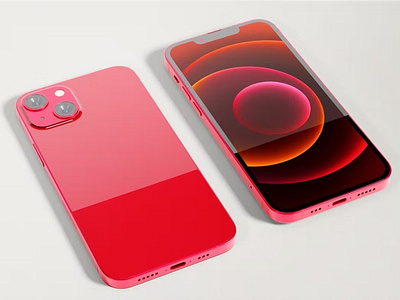 Free Red iPhone 13 Mockup abstract app apple clean design device display iphone iphone 13 iphone 13 pro mockup phone phone mockup presentation realistic red red phone simple smartphone ui