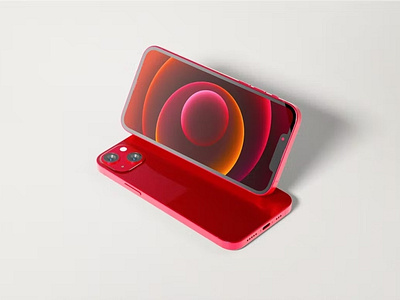 Free Red iPhone 13 Mockup abstract app apple clean design device display iphone iphone 13 iphone 13 pro mockup phone phone mockup presentation realistic red red phone simple smartphone ui