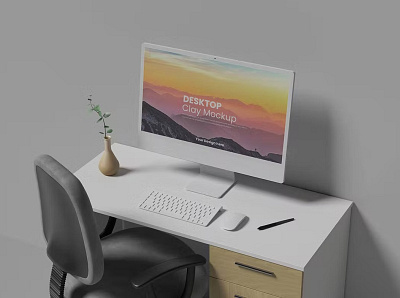 Free Desktop Clay Mockup abstract clean design desktop desktop mockup desktop mockups device display laptop logo mac macbook mockup presentation realistic simple theme ui ux website