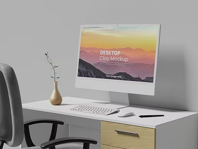 Free Desktop Clay Mockup abstract clean desktop desktop mockup desktop mockups device display laptop mac macbook mockup presentation realistic simple theme ui ux web webpage website