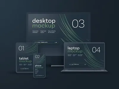 Free Dark Clay Multi Device Mockup Set abstract clean device display laptop mac macbook mockup phone phone mockup presentation realistic simple smartphone theme ui ux web webpage website