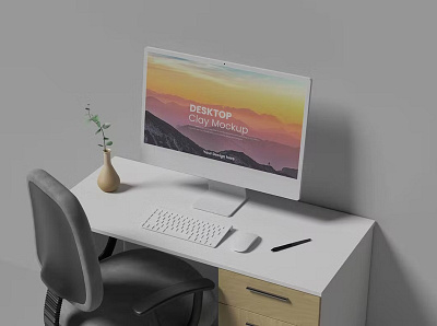 Free Desktop Clay Mockup abstract clay clean design device display laptop mac macbook mockup pc presentation realistic screen simple ui ux web webpage website