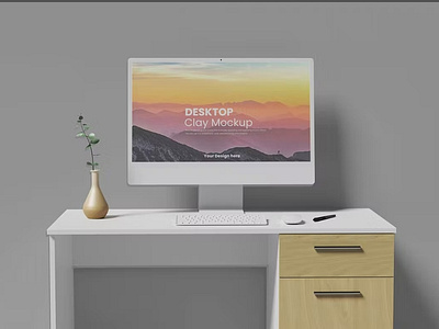 Free Desktop Clay Mockup