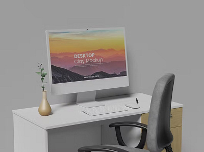 Free Desktop Clay Mockup abstract clay clean design device display graphic design laptop mac macbook mockup presentation realistic screen simple ui ux web webpage website