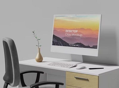 Free Desktop Clay Mockup abstract clay clean design device display laptop mac macbook mockup pc presentation realistic screen simple ui ux web webpage website