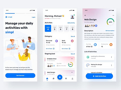 Simpl - Task Management App android app app design application clean design design for app display ios mobile mobile app mobile app design mobile app design mobile apps realistic screeen simple ui ux website