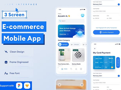 E-commerce Mobile App Template android app app design application clean design for app device display ios mobile mobile app mobile app design mobile app design mobile apps realistic screeen simple ui ux website