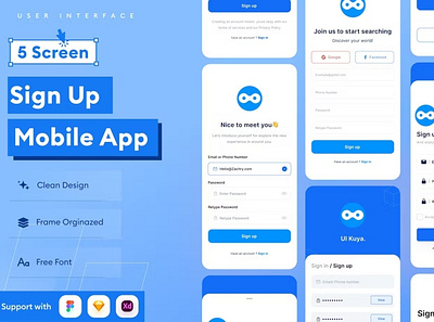 Sign up Mobile App Template android app app design application design design for app device display ios mobile mobile app mobile app design mobile app design mobile apps realistic screeen simple ui ux website