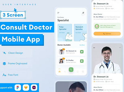 Consult Doctor Mobile App Template abstract android app app design application apps design for app device display ios mobile mobile app mobile app design mobile app design mobile apps realistic screeen ui ux website