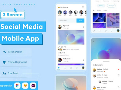 Media Social Mobile App Template android app app design application apps clean design design for app display ios mobile mobile app mobile app design mobile app design mobile apps screen simple ui ux website